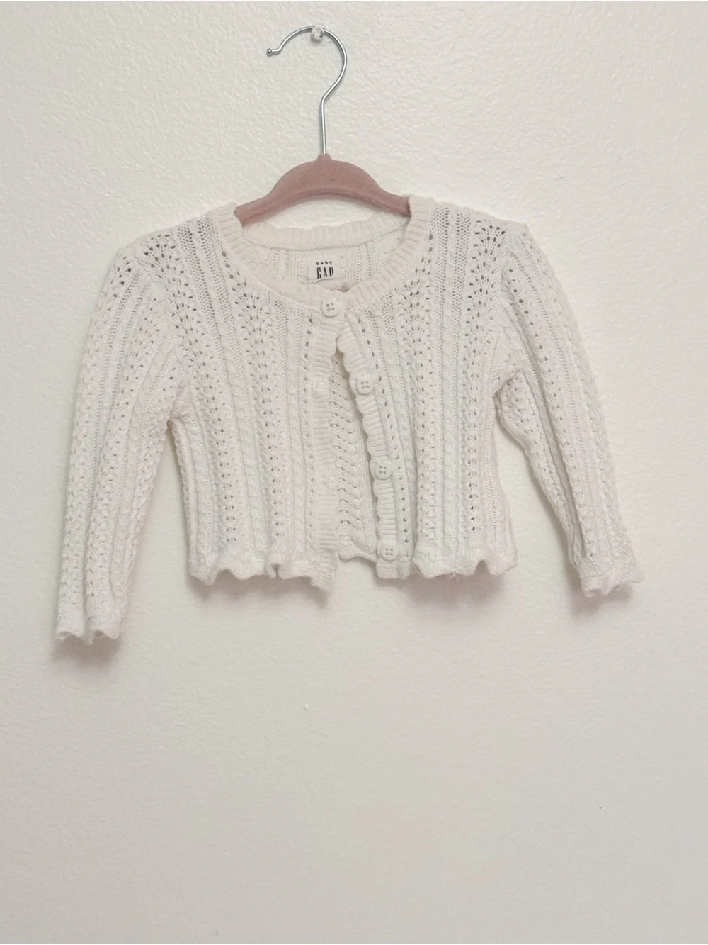 GAP Cream Open-Knit Cropped Cardigan